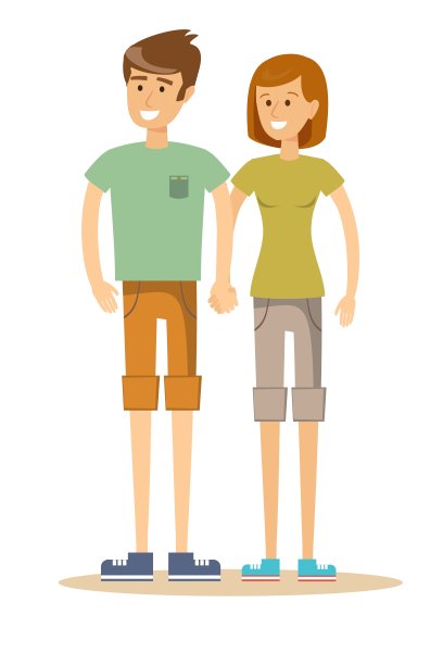 两个年轻人。男人和女人牵手素材图片