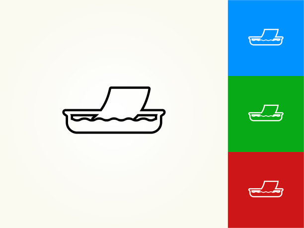 显影盘中的相纸黑色描边线性图标图片下载