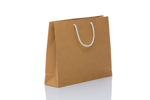 棕色购物袋孤立的白色背景。图片下载