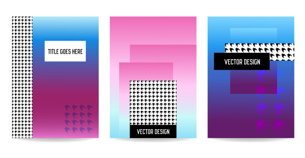 抽象几何风格小册子，海报，封面，横幅模板集与潮人图形。矢量插图。图片下载