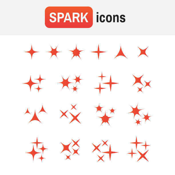 偶像明星闪耀。火花矢量图标集图片下载