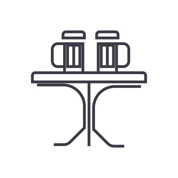 桌子与啤酒，酒吧矢量线图标，标志，插图的背景，可编辑的笔触图片下载