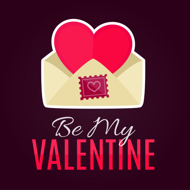 装有情人节心形卡片的信封。图片下载
