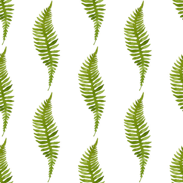 绿色水彩蕨无缝图案图片下载