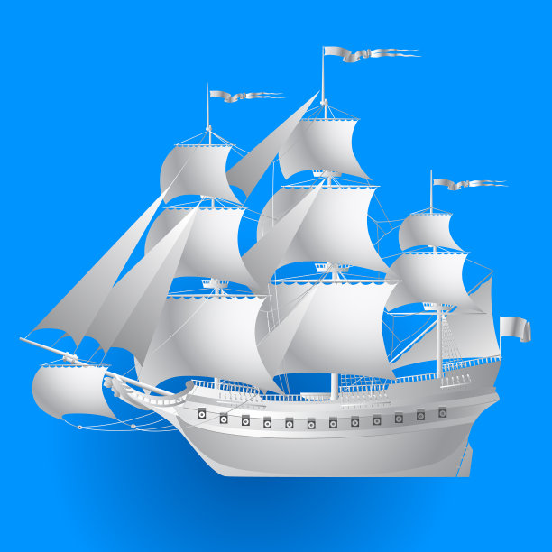 蓝色背景上的纸帆船图片下载