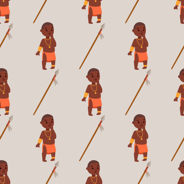 马赛族非洲人以传统服饰幸福人背景无缝图案家庭矢量插图图片下载