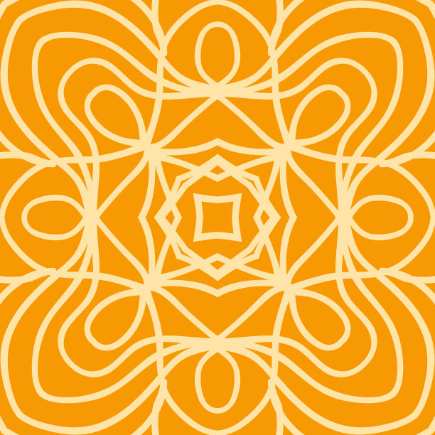 明亮的橙色背景与曼荼罗装饰。矢量插图。图片下载