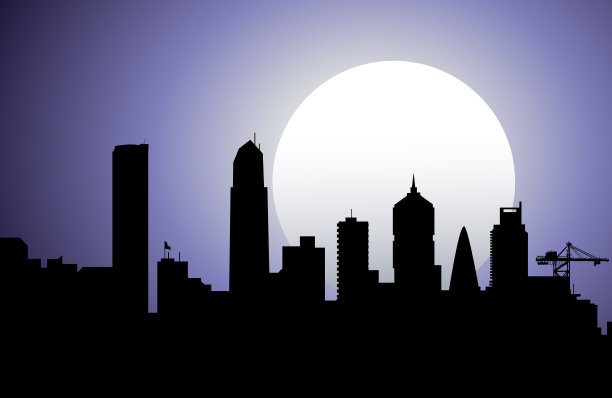 夜晚城市的天际线。图片下载