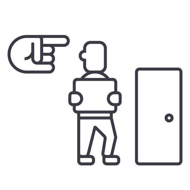 解雇、退出、解雇矢量线条图标，背景上的符号、插图，可编辑笔触图片下载