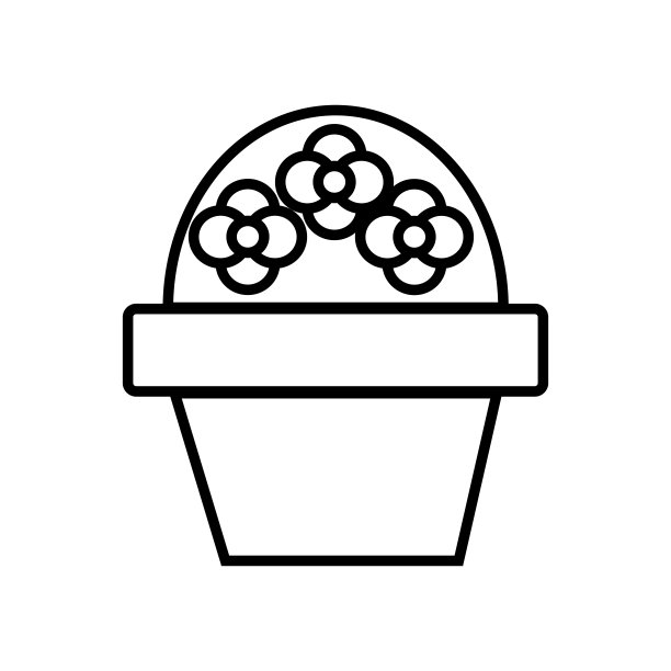 花笔刷壶矢量线图标，标志，插图的背景，可编辑的笔触图片下载