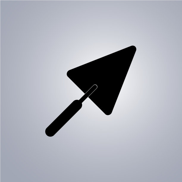 黑色泥铲图标上的灰色背景图片下载