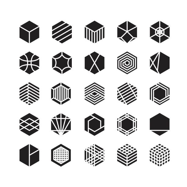 六边形几何矢量图标，装饰图片下载