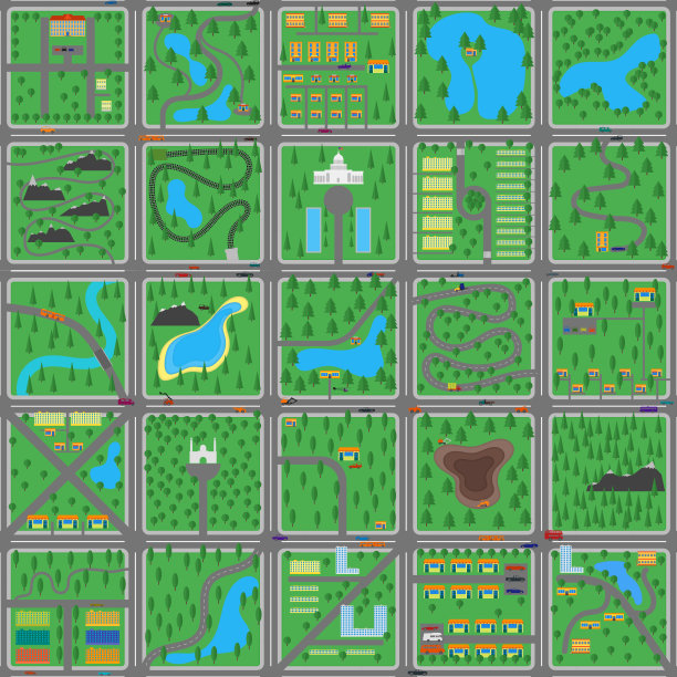 大的绿色平坦的城市游戏图片下载