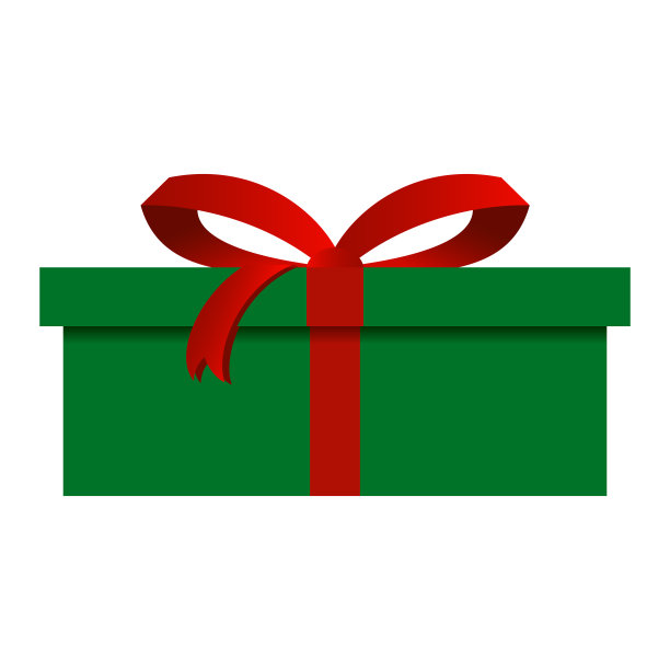 圣诞礼品盒与绿色包装隔离图片下载