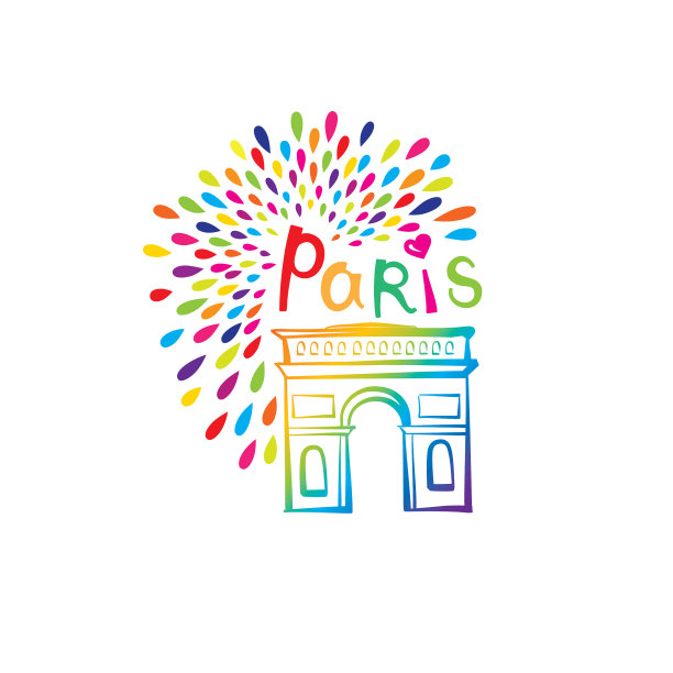 巴黎标志凯旋门。法国著名的标志性建筑凯旋门。法国旅游说明图片下载