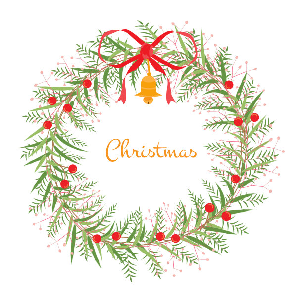 圣诞和新年的花环。花是物体、框架和卡片的矢量。该物品是圣诞节和新年的收藏品。该矢量不是跟踪或复制图像。图片下载