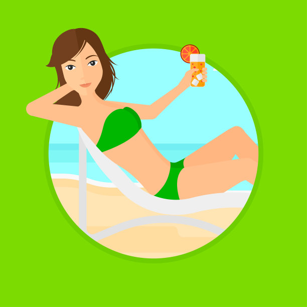 在沙滩椅上放松的女人图片下载