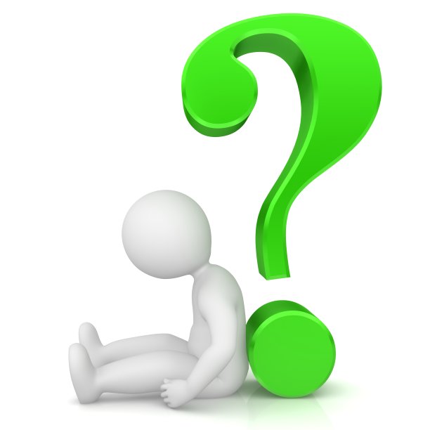 问号3d绿色问号点询问标志查询符号与坐悲伤棍男人担心和不确定图标孤立在白色背景上做生意图片下载