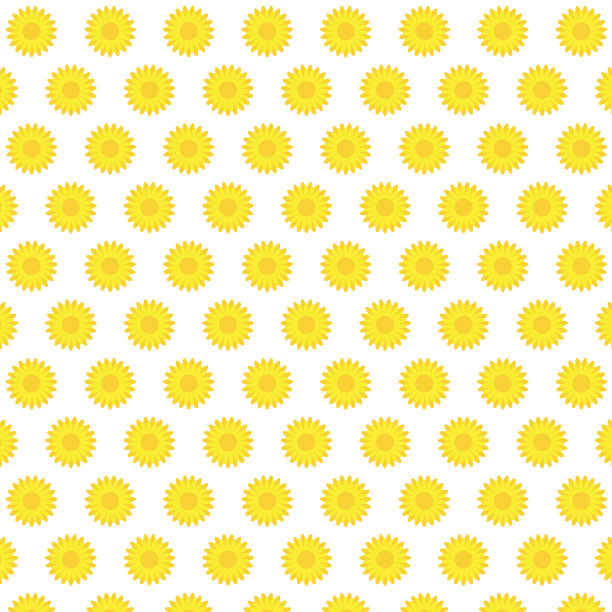 平坦的黄色向日葵盛开模式背景矢量插图。新鲜的向日葵模式。素材图片