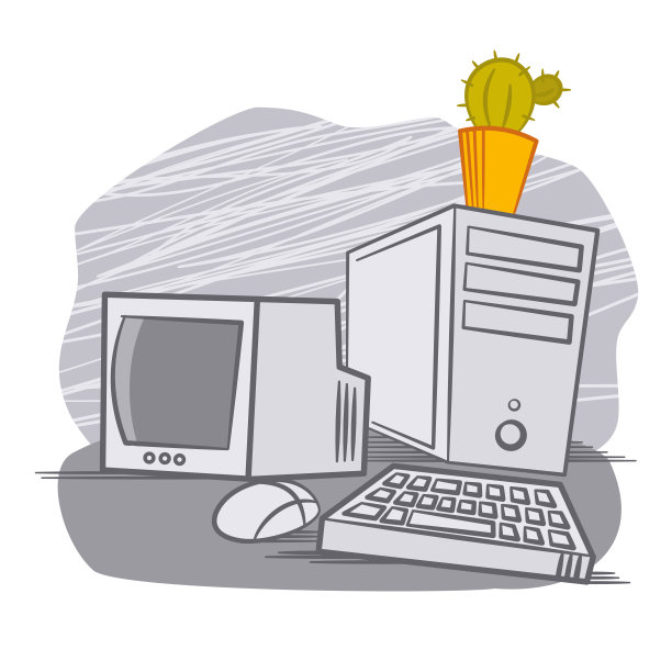 旧电脑矢量图图片下载