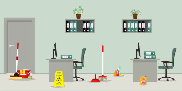 在灰色的办公室里打扫图片下载