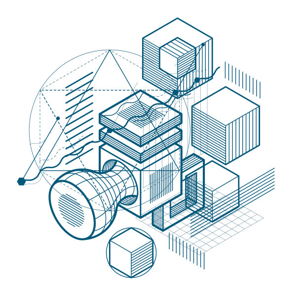 矢量背景与抽象的等距线和数字。模板由立方体，六边形，正方形，矩形和不同的抽象元素。图片下载