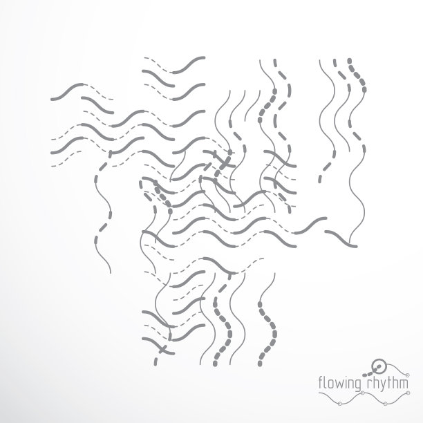 抽象的波浪线节奏模式。矢量技术背景，艺术图形说明。图片下载