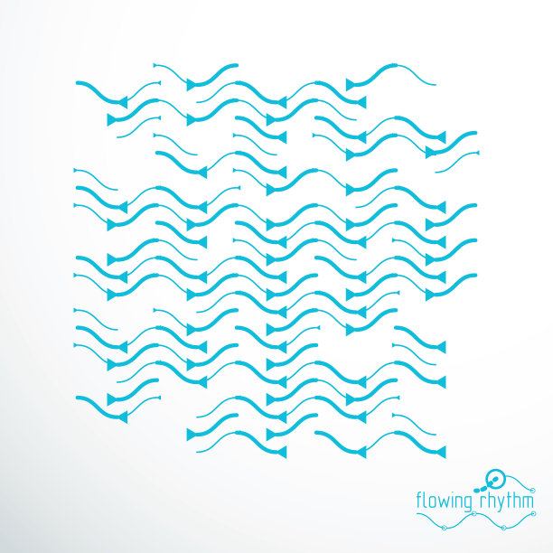 抽象的波浪线节奏模式。矢量技术背景，艺术图形说明。图片下载