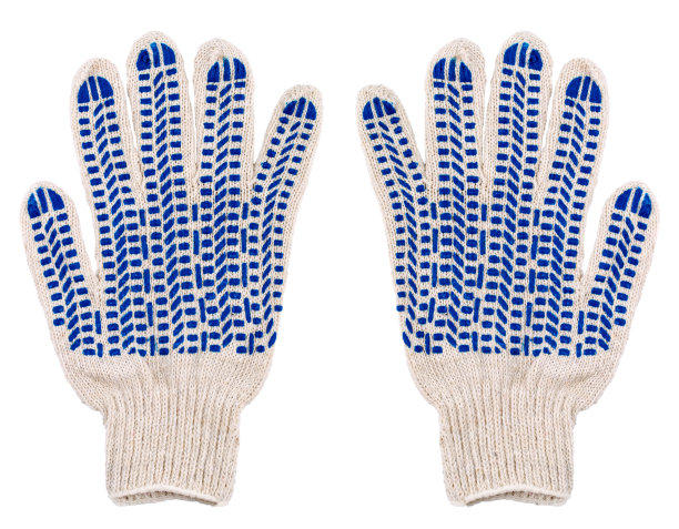 防护手套的蓝色点橡胶隔离在白色图片下载