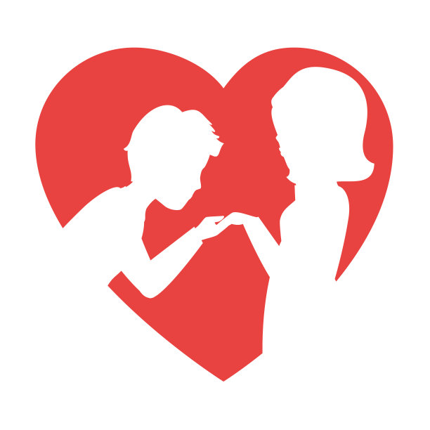 可爱的情侣剪影设计图片下载