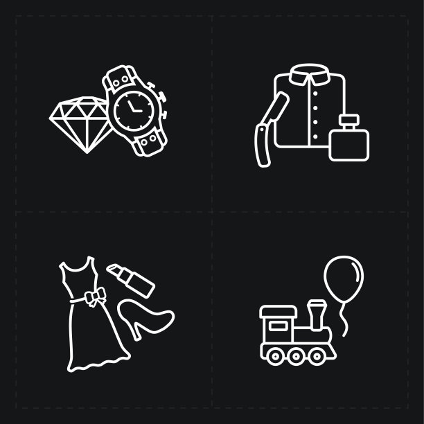 礼品平面轮廓店的图标设置图片下载