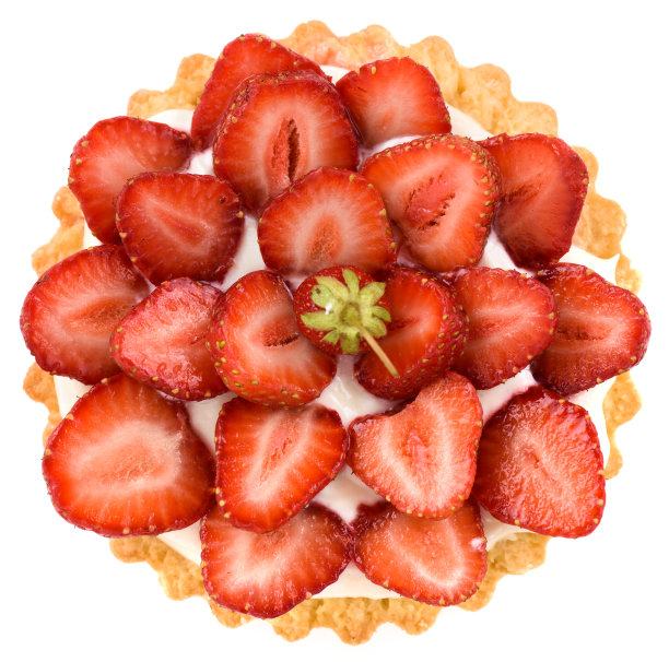 新鲜多汁的草莓配马斯卡泊尼干酪图片下载