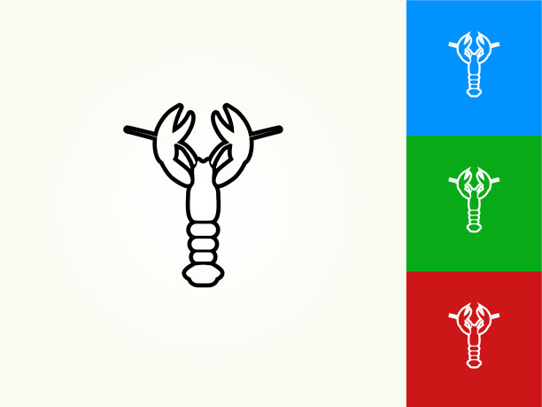 龙虾黑色描线图标图片下载