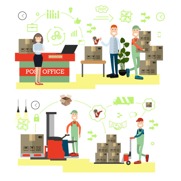 快速交付概念矢量插图在平面风格图片下载