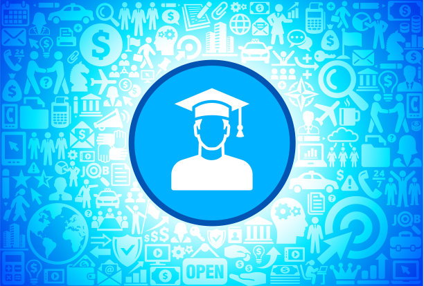 商业和金融矢量背景上的毕业男生面部肖像图标图片下载