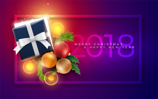 圣诞装饰物品和带有魔法灯的礼盒图片下载