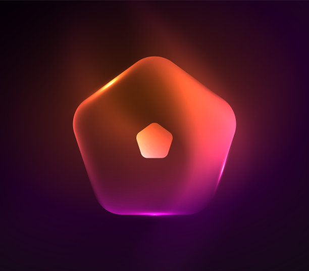 发光的玻璃透明的五角形，几何抽象的数字背景图片下载