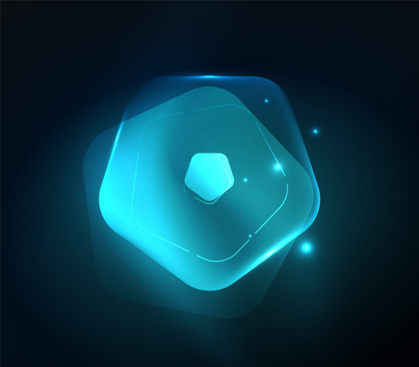 发光的玻璃透明的五角形，几何抽象的数字背景图片下载