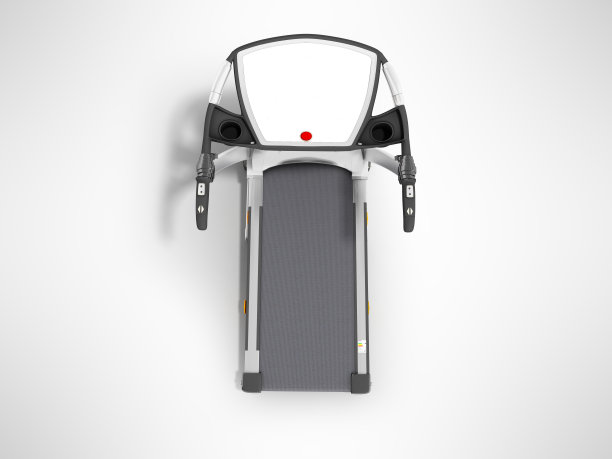 现代体育慢跑跑道灰色与黑色金属3d渲染在白色的背景图片下载