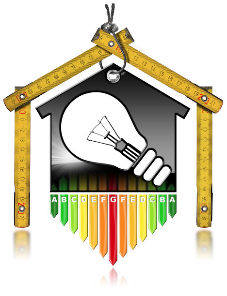 能源效率-模型房屋和灯泡图片下载