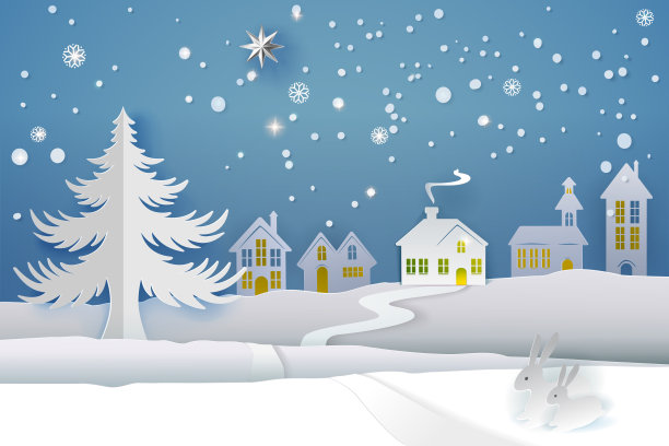 白色剪纸冬天图片下载