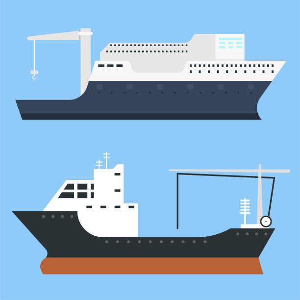 货船和油轮航运交付散货船火车货运船油轮孤立在背景矢量图上图片下载