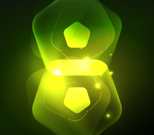 发光的玻璃透明的五角形，几何抽象的数字背景图片下载