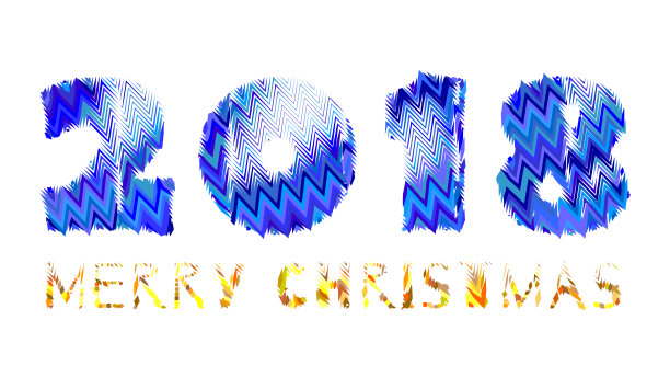 多色题词2018年圣诞快乐在白色的背景上，模板为设计的贺卡的新年，圣诞节图片下载