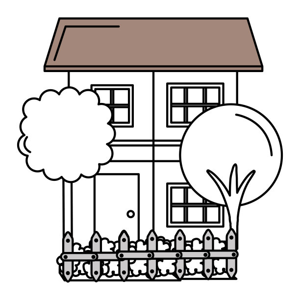 有树和篱笆的漂亮房子图片下载