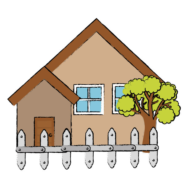 有树和篱笆的漂亮房子图片下载