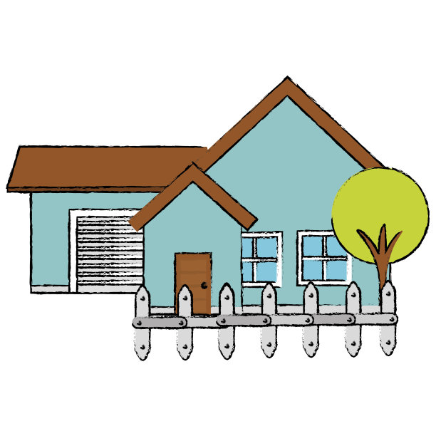 有树和篱笆的漂亮房子图片下载