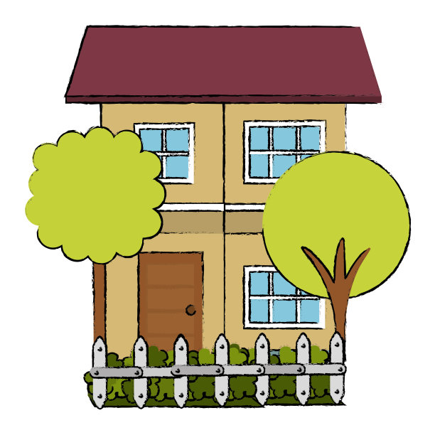 有树和篱笆的漂亮房子图片下载