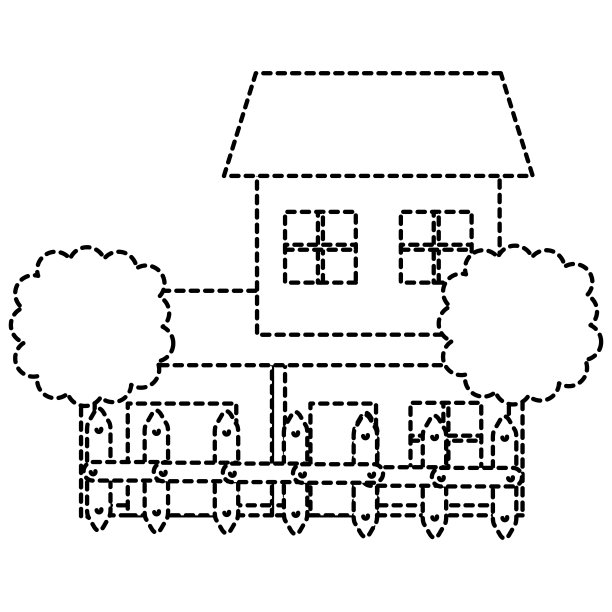 有树和篱笆的漂亮房子图片下载