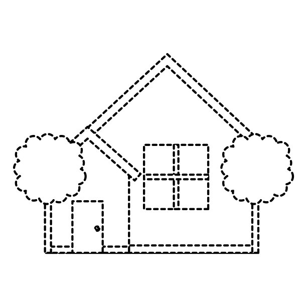 美丽的房子建筑与树木图片下载